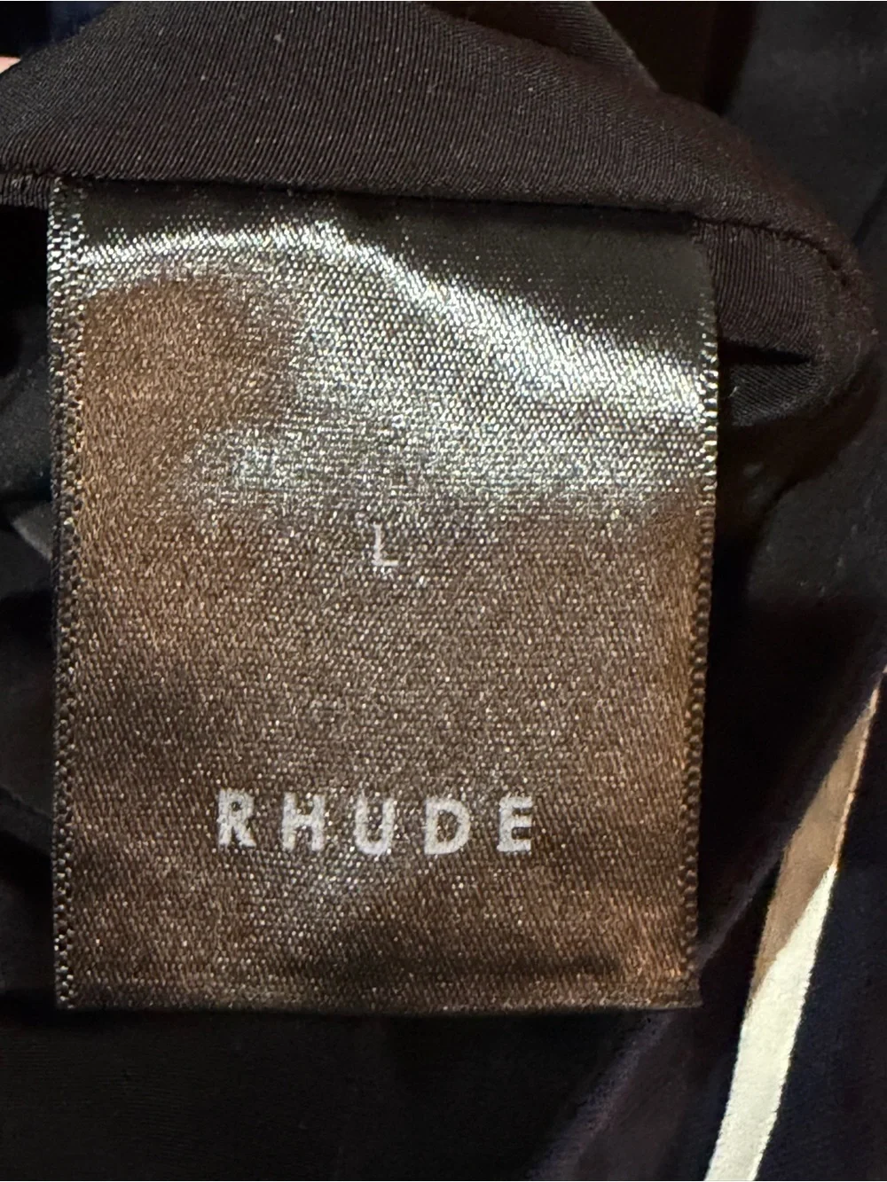 Rhude Navy Logo Athletic Shorts with Yellow Drawcord